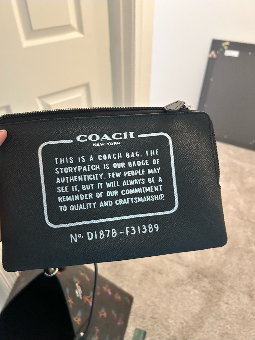 Coach Black Tote with Teal, Purple and Brown Cherry Print - Picture 6 of 11